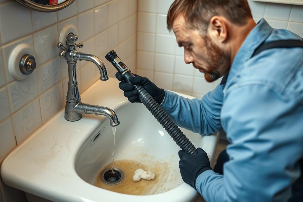 Bathroom sink drain being professionally serviced in Alamo Heights
