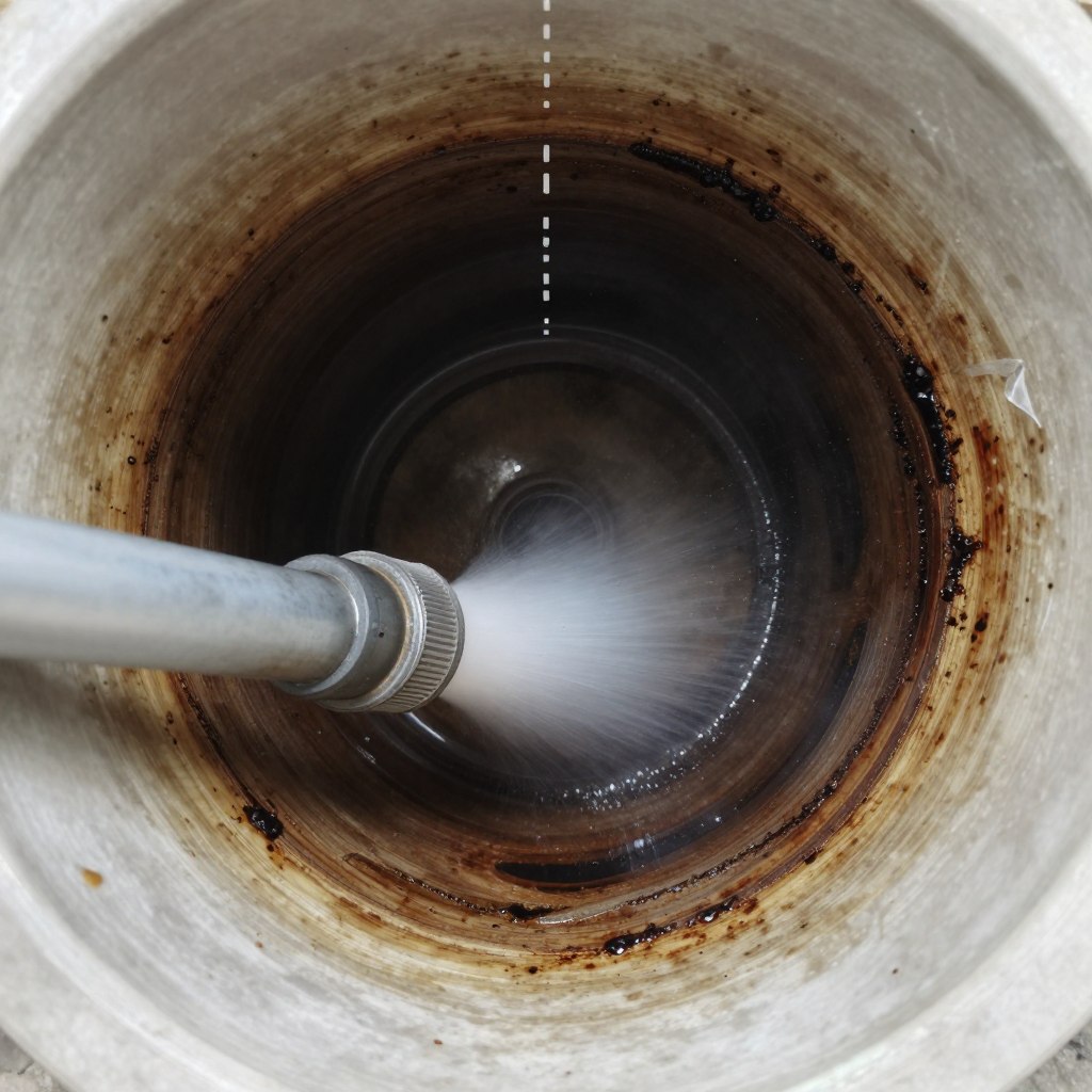 Before and after hydro-jetting pipe interior