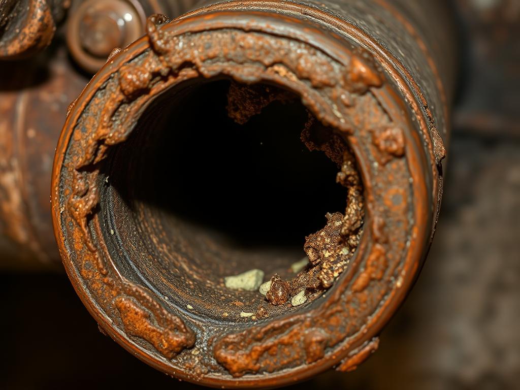 Deteriorated cast iron drain pipe from historic Alamo Heights home