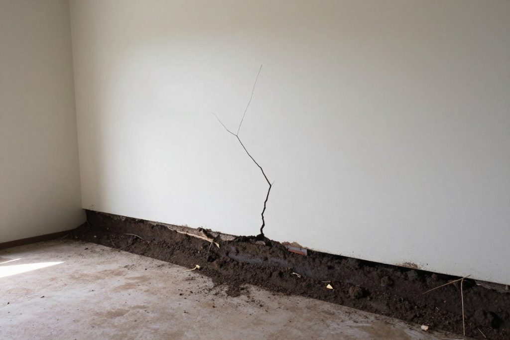 Foundation crack caused by expansive clay soil in Helotes