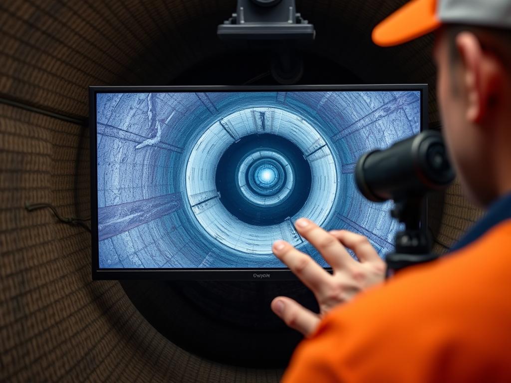 High-definition sewer camera showing pipe interior condition