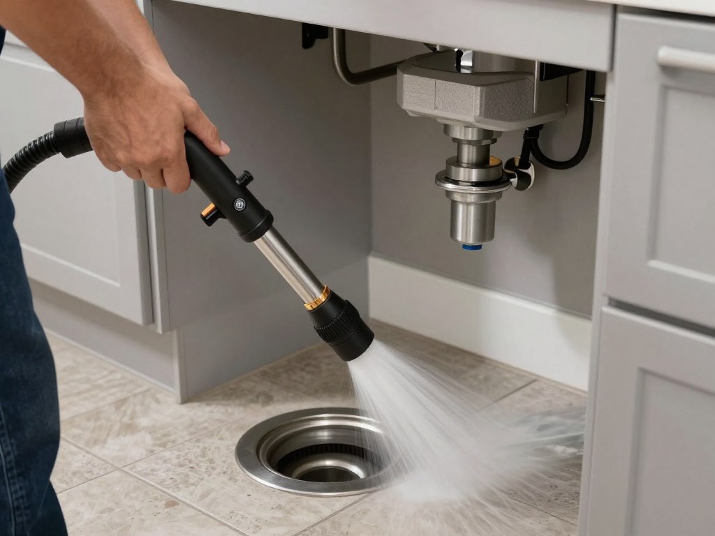 Hydro-jetting equipment cleaning kitchen drain in Helotes home