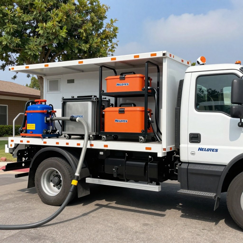 Hydro-jetting equipment on service truck