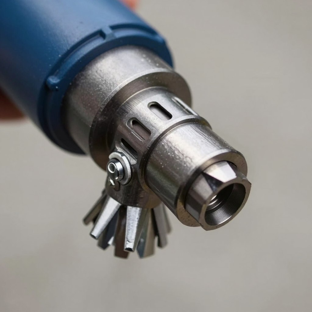 Hydro-jetting nozzle close-up showing jets