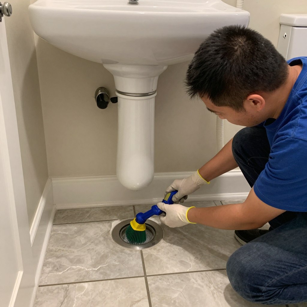 Multiple bathroom fixture drain service
