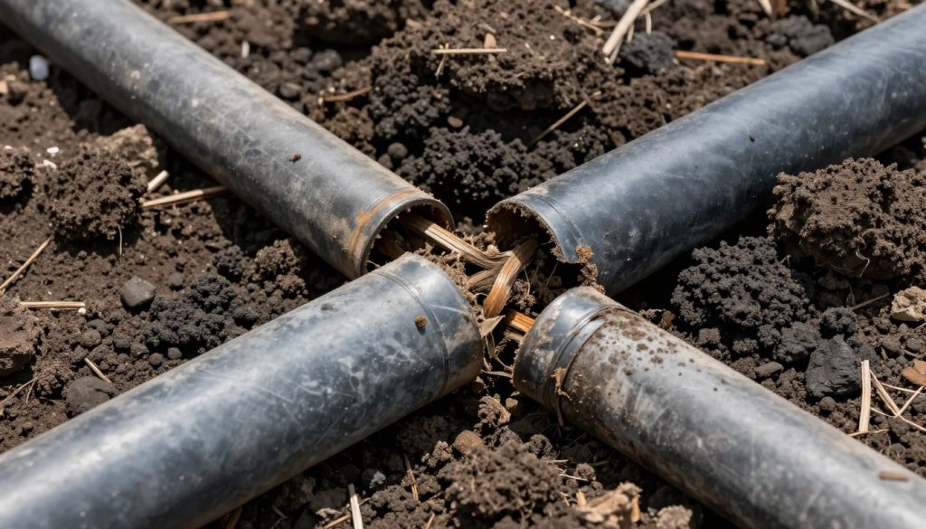 Pipe joint separation caused by clay soil movement