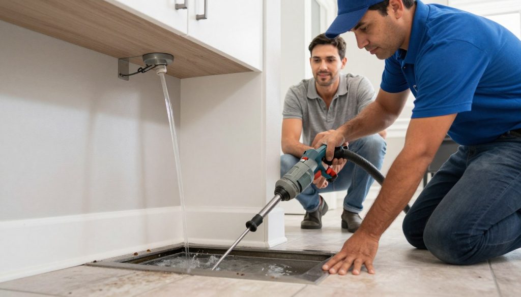 Professional drain cleaning resolving clogged drain in Helotes home Professional drain cleaning resolving clogged drain in Helotes home