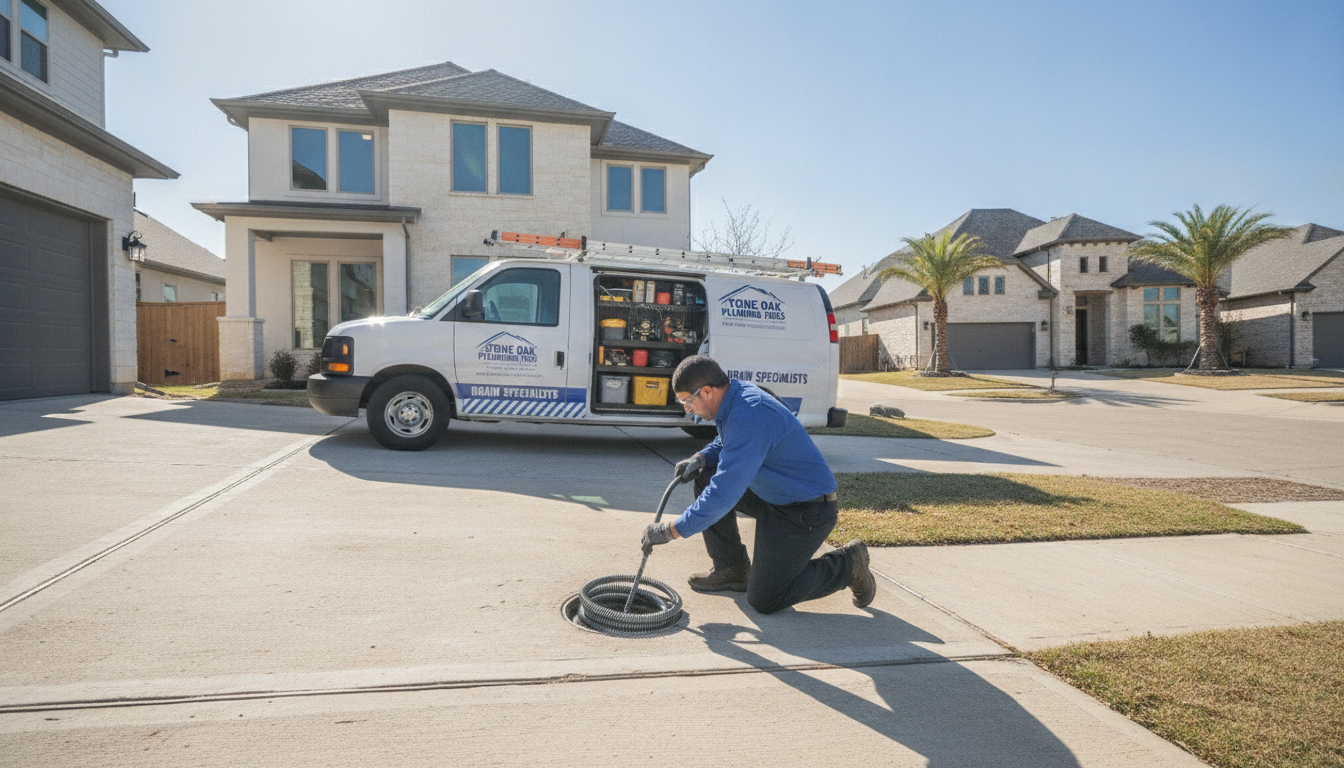 Professional drain cleaning service in Stone Oak San Antonio residential area