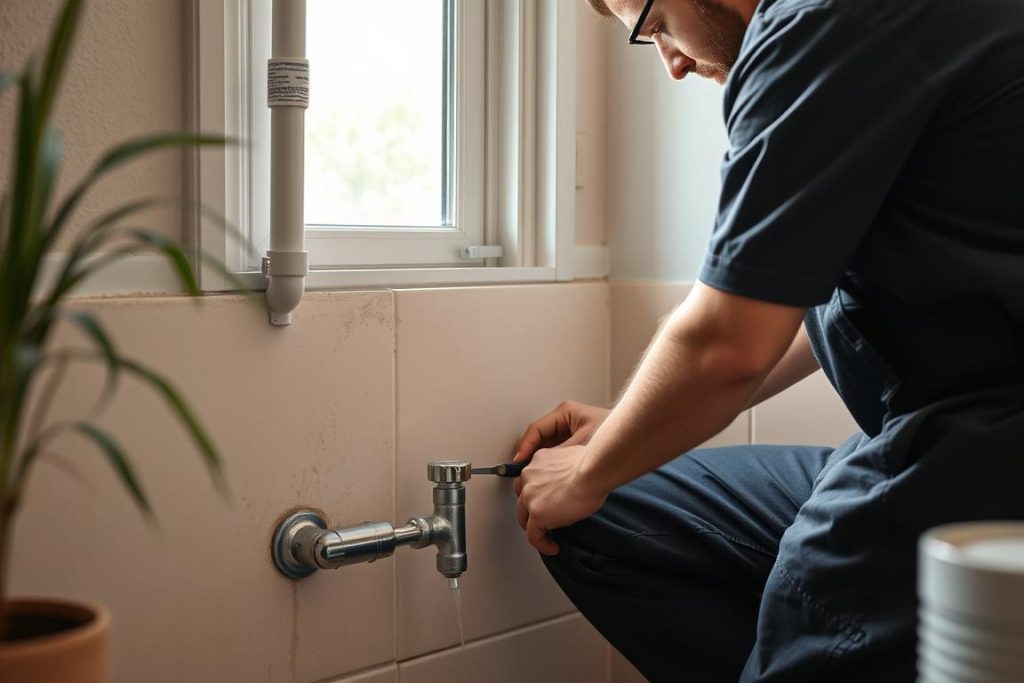 Professional performing scheduled maintenance drain inspection