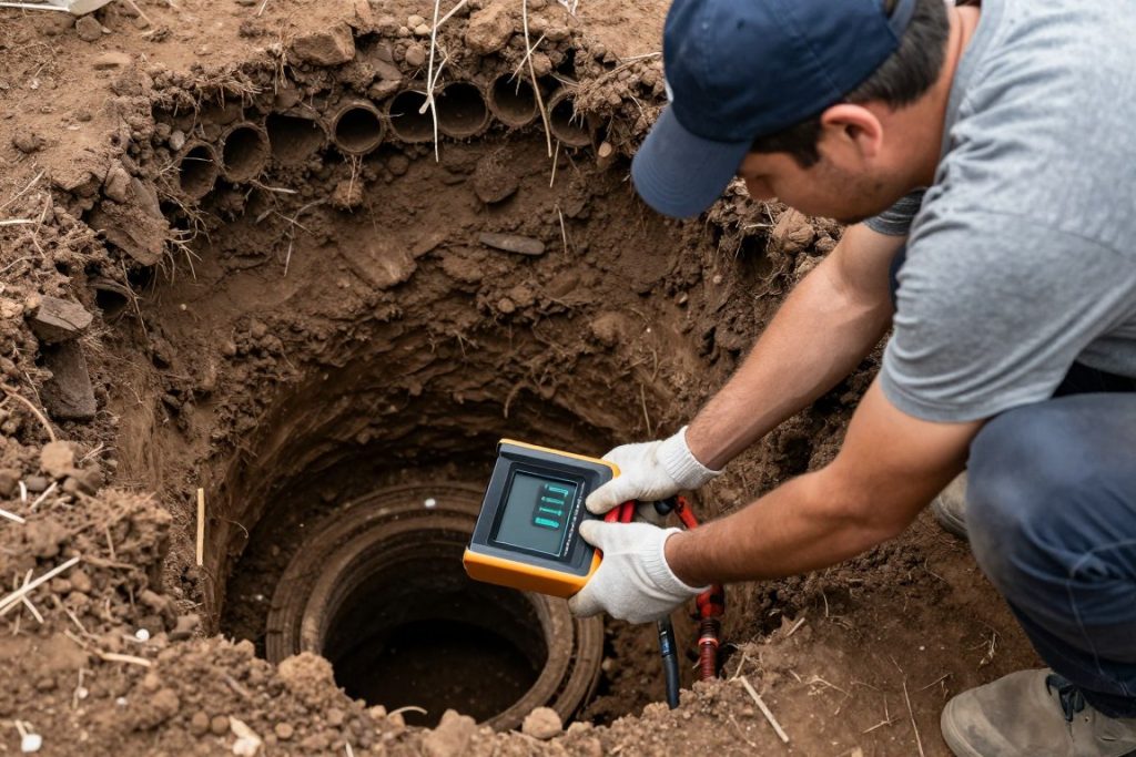 Professional pipe inspection in expansive clay soil area
