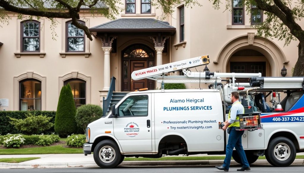 Professional plumber arriving for same-day drain cleaning service in Alamo Heights