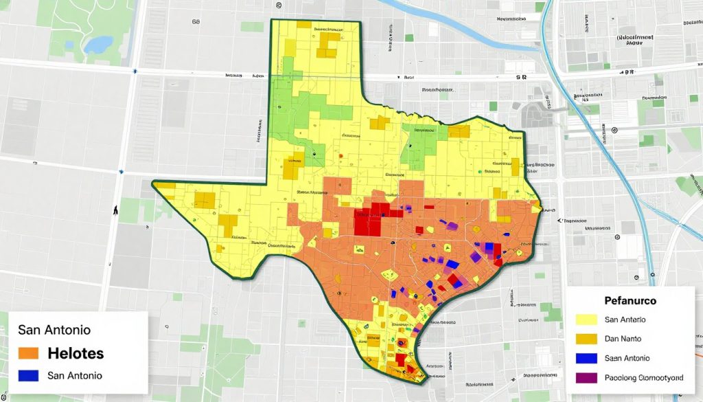 Service coverage map of Helotes and surrounding areas