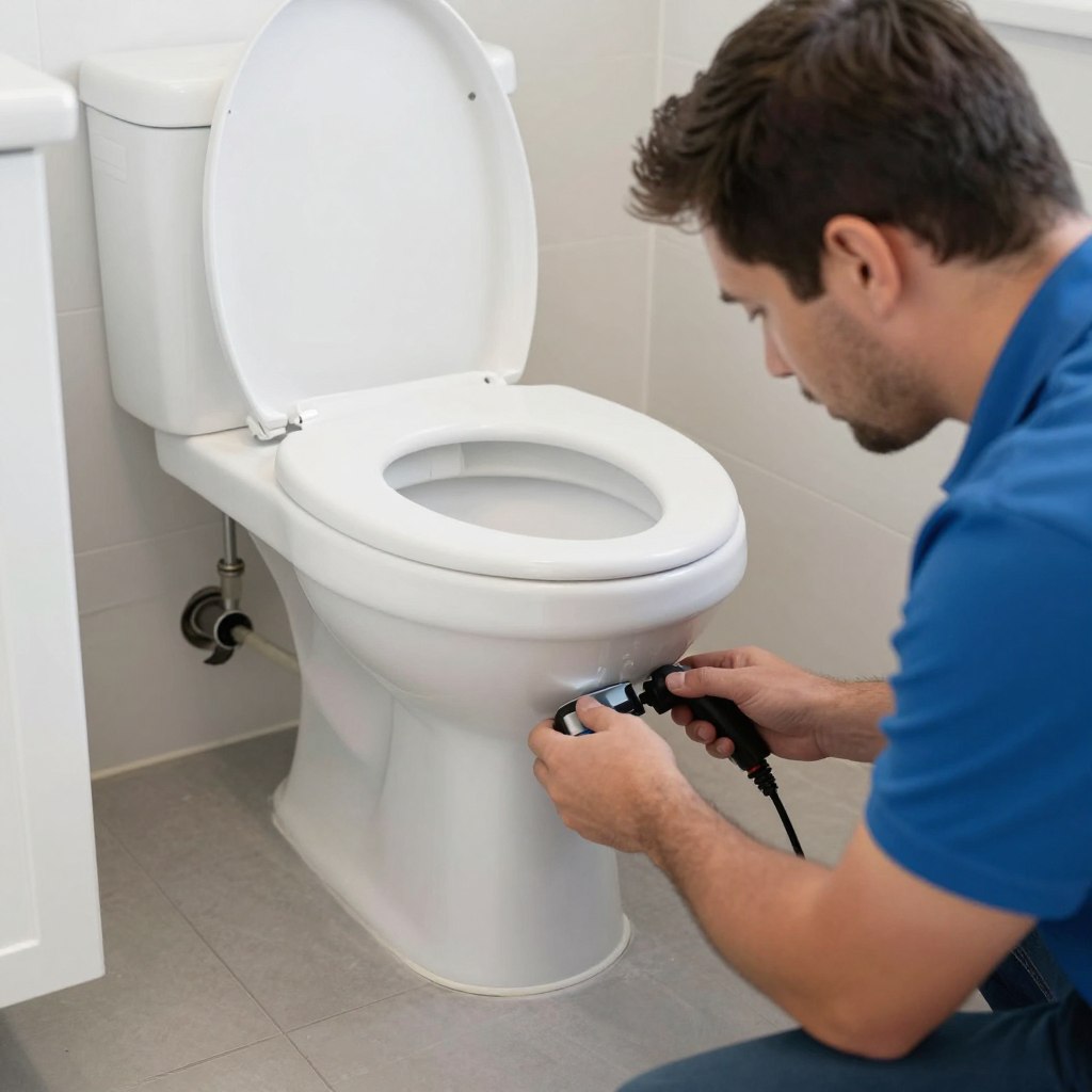 Toilet drain line inspection and service